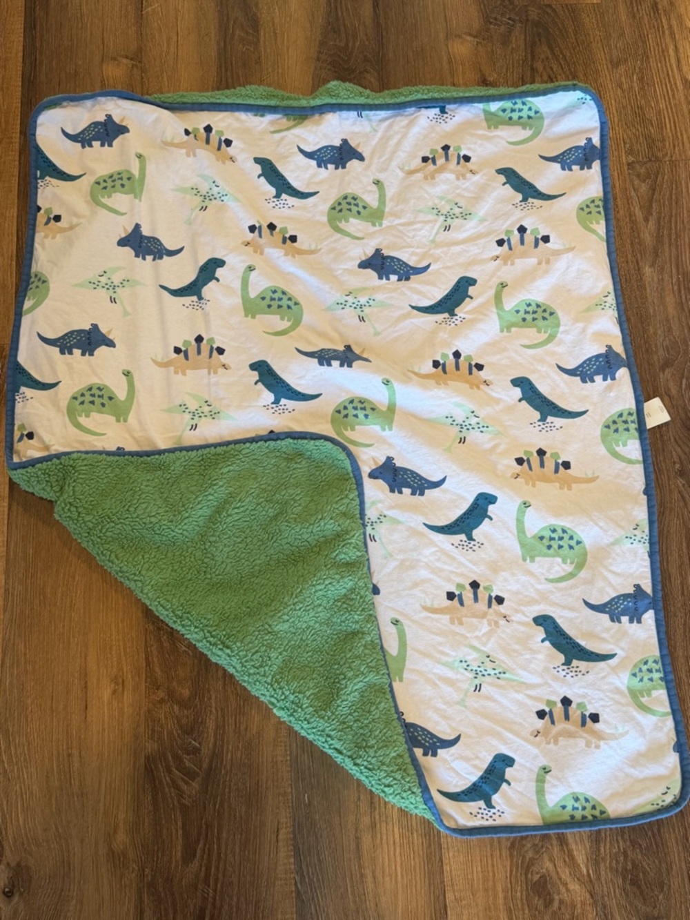cloud island Green & Blue Dinosaur Baby Blanket - Picture 4 of 8